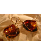 Russian Soviet silver rose gold plated 925 Amber earrings veab006